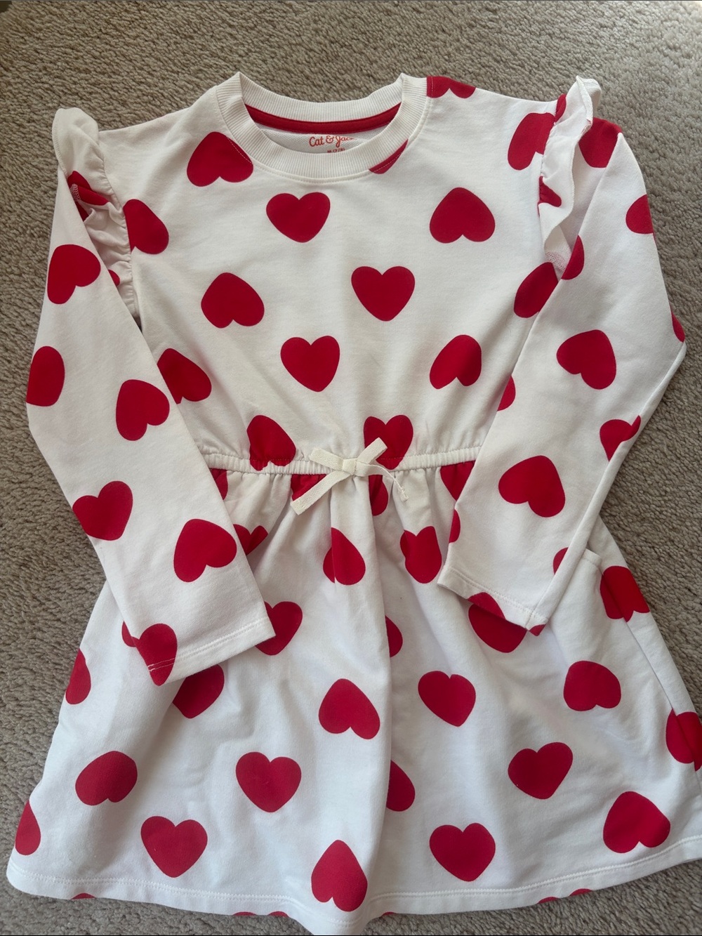 Cat & Jack White Dress with Red Heart Allover - Girls